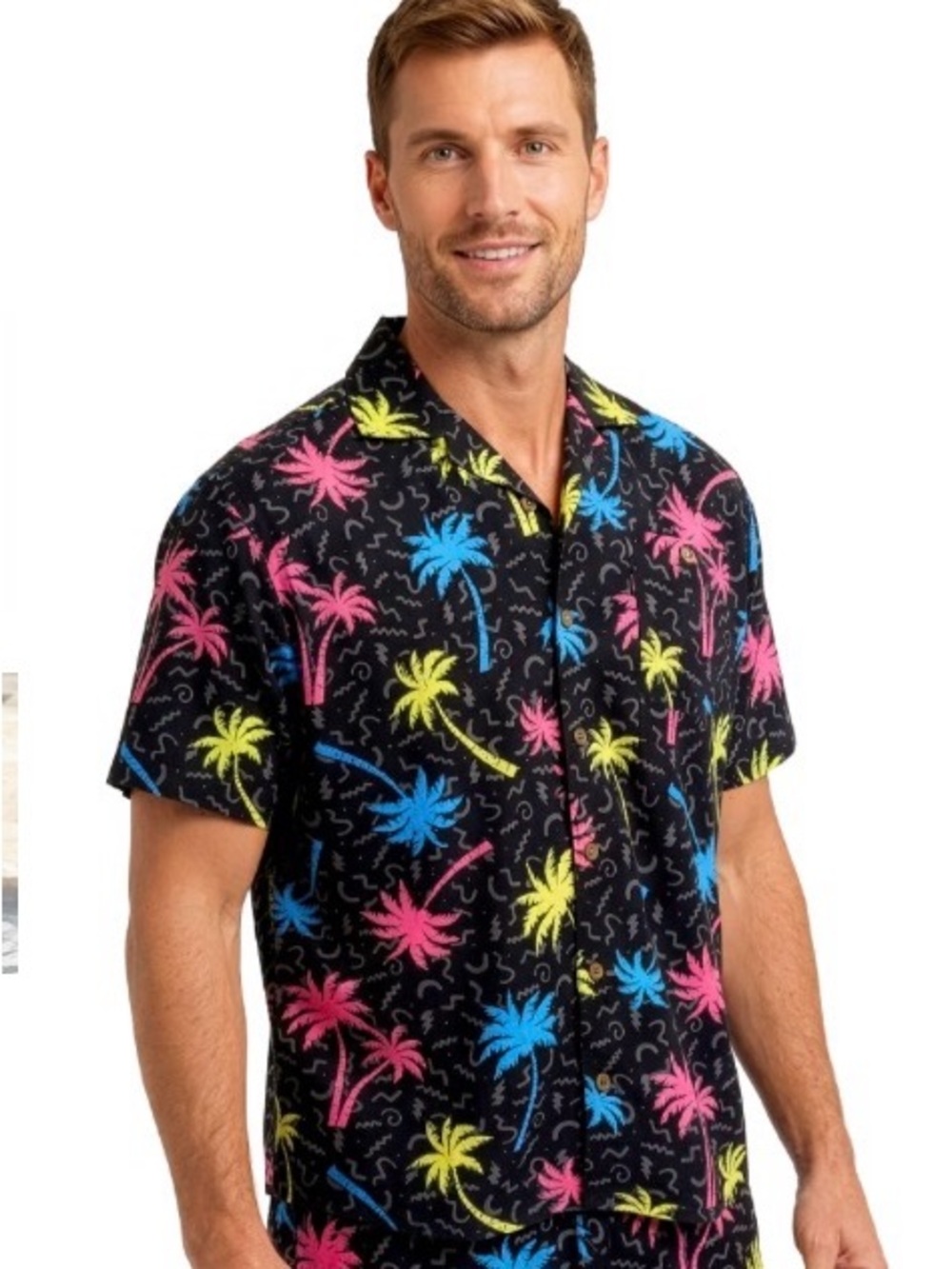 UZZI Navy Tropical Surf Short-Sleeve Shirt -  tourist costume.  Florida, Hawaii